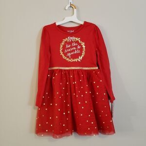 CAT & JACK CHRISTMAS HOLIDAY TIS THE SEASON DRESS SIZE SMALL 6/6X NWT